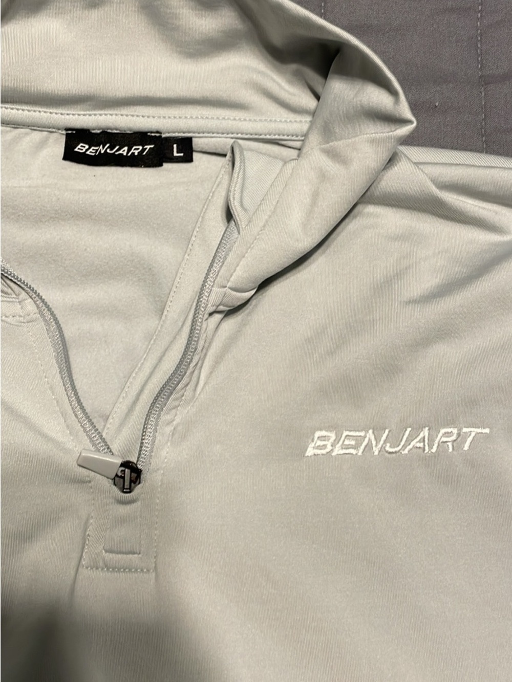 Men’s Light Gray Quarter-Zip Shirt Jacket